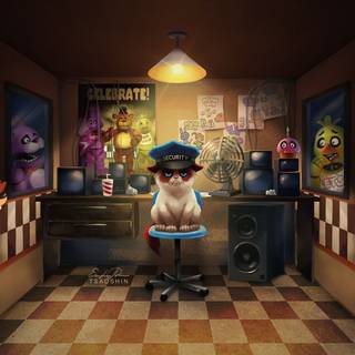 Cute kitty sitting on rolling chair fnaf