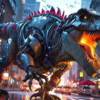 Wallpapers 4K UHD White Tyrannosaurus Robot Semi Realistic Anime Wallpaper for Dekstop PC Laptop