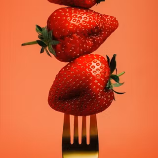 Strawberries on a fork