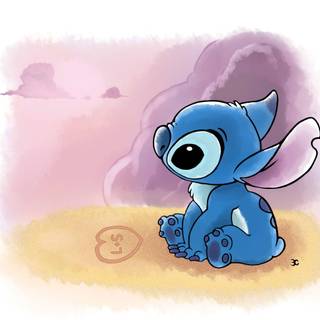 cute stich at the beach