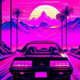 Cute Pink Car Sunset