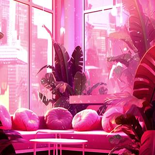 Cute Pink Aesthetic Couch Area Wallpaper