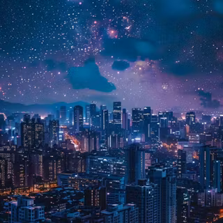 City under stars