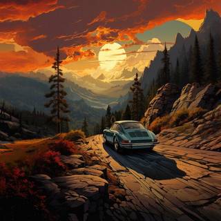 Orange Sunset with Road