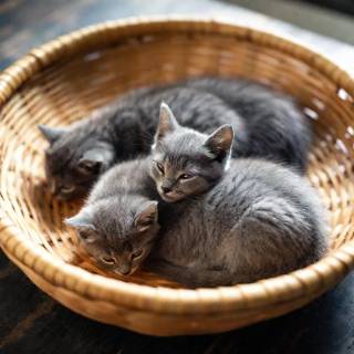Kittens in a basket