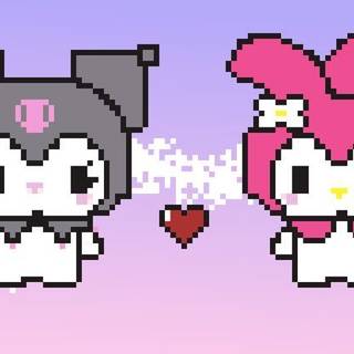 pixel my melody and kuromi / cute