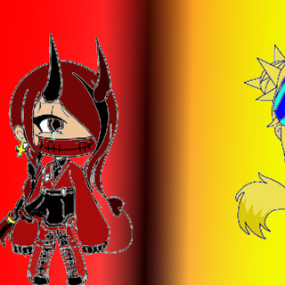 the enemy twins they have a charm that reminds them of each other no the demon girl can not see the angel it is just her pose