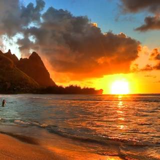 Aesthetic Orange Beach Sunset 