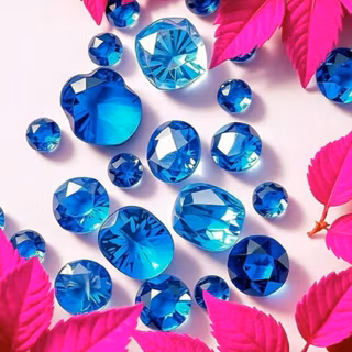 Pink flowers with blue diamonds