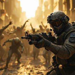 Survival Frenzy" – For the soldier facing a horde of creatures, emphasizing the intensity of the situation.