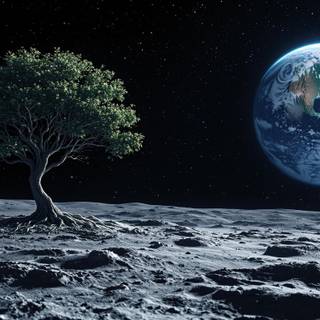 Life Beyond Earth" – For the solitary tree on the moon with Earth in the background, symbolizing hope and survival in unlikely places.