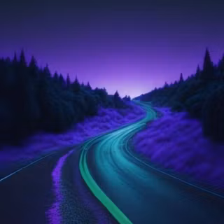 Purple night time road