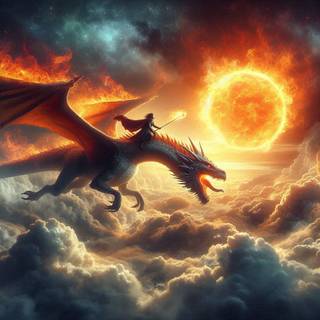 a warrior riding a dragon