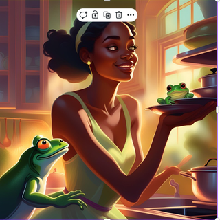 Girl and frog cooking