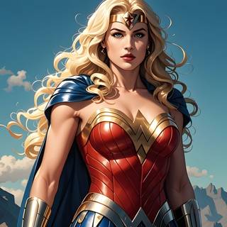Wonder Woman but Blonde Hair Ai Wallpaper for Dekstop PC Landscape 4K HD