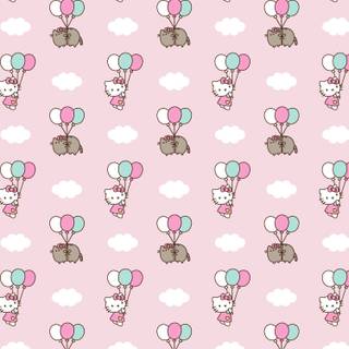 cute Pusheen x hello kitty wallpaper