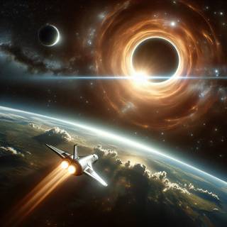 Planet in Space with Black hole 