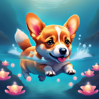 corgi in water