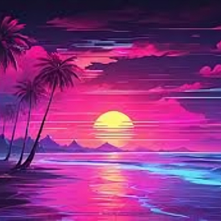 digital beach sunset