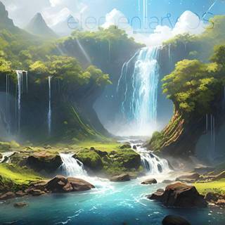 Elementary OS Landscape waterfall Linux distro wallpaper