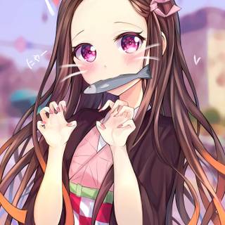 cat nezuko wallpaper