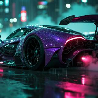 Sports Car, Car, Neon