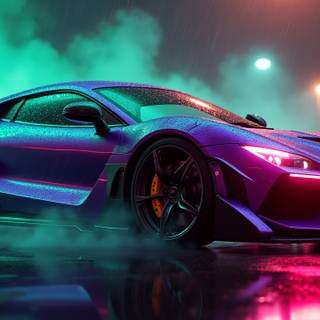 Sports Car, Car, Neon