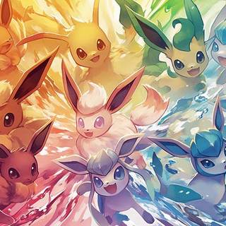 Evee and evolutions in rainbow order