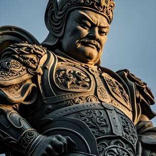 Chinnese God Warrior Statue The Great Warrior Dinasty Generative AI Wallpaper for Iphone Android