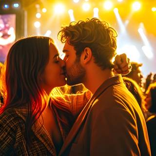  A Couple Kissing During a Music Concert AI Wallpaper for Android Iphone 4K HD