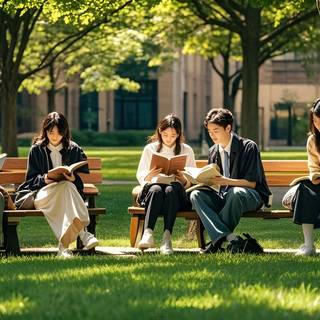  A Student Is Reading a Book In The Park AI Wallpaper 4k HD Landscape for PC Laptop MacBook