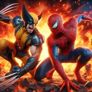 Wolverine Vs spooder man