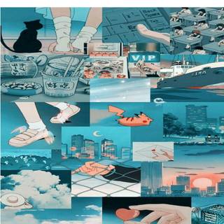 blue color theme collage