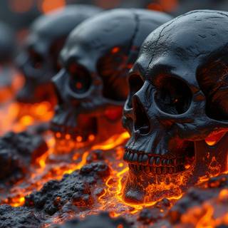 Skull, Lava, Fire