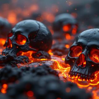 Skull, Lava, Fire