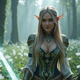 Elves, Forest, Armor, Swords, Nature, Landscape