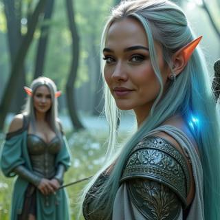 Elves, Forest, Armor, Swords, Nature, Landscape