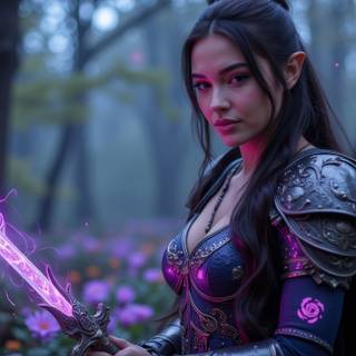 Elves, Forest, Armor, Swords, Nature, Landscape, Magic