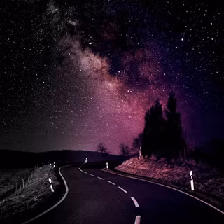 Purple Night time road