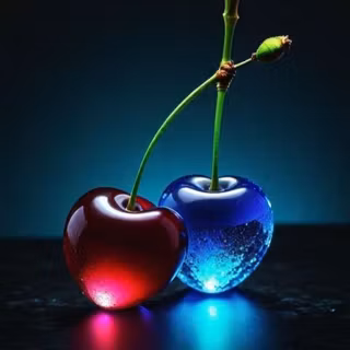 Glass Ted and Blue Cherries 