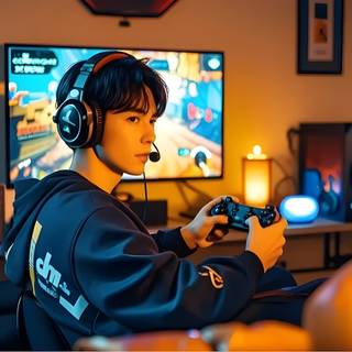 A PlayStation Gamer Playing In Front Of A TV Screen
