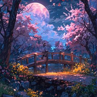 Japanese Sakura at Night