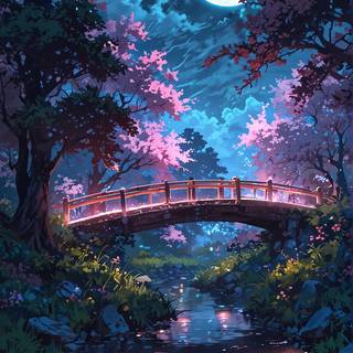 Japanese Sakura at Night