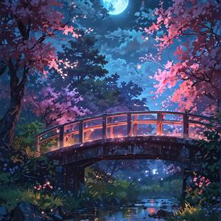 Japanese Sakura at Night