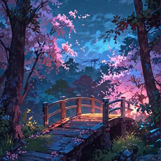 Japanese Sakura at Night