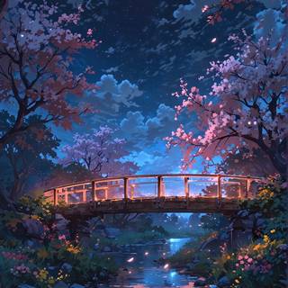 Japanese Sakura at Night