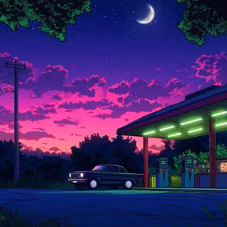 Neon Gas Station