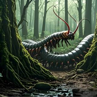 A Massive Centipede Monster in a Monster-Infested Forest 4K HD Wallpaper for Laptop PC MacBook