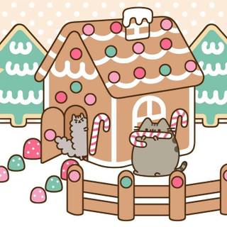 cute ginger bread Pusheen wallpaper