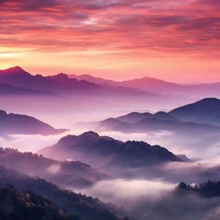 sunset above mountains